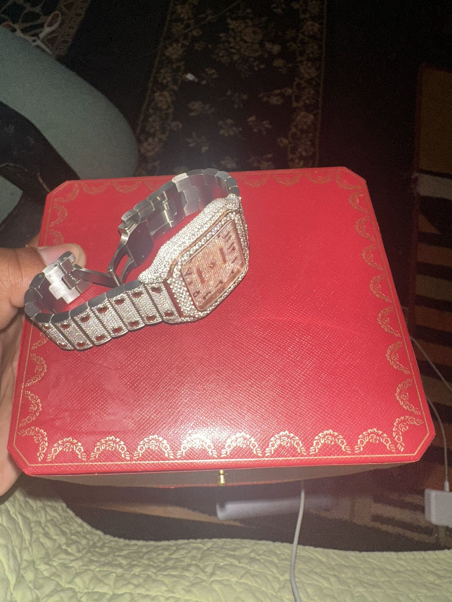 Bussdown Moissanite Cartier Santos Arabic Dial