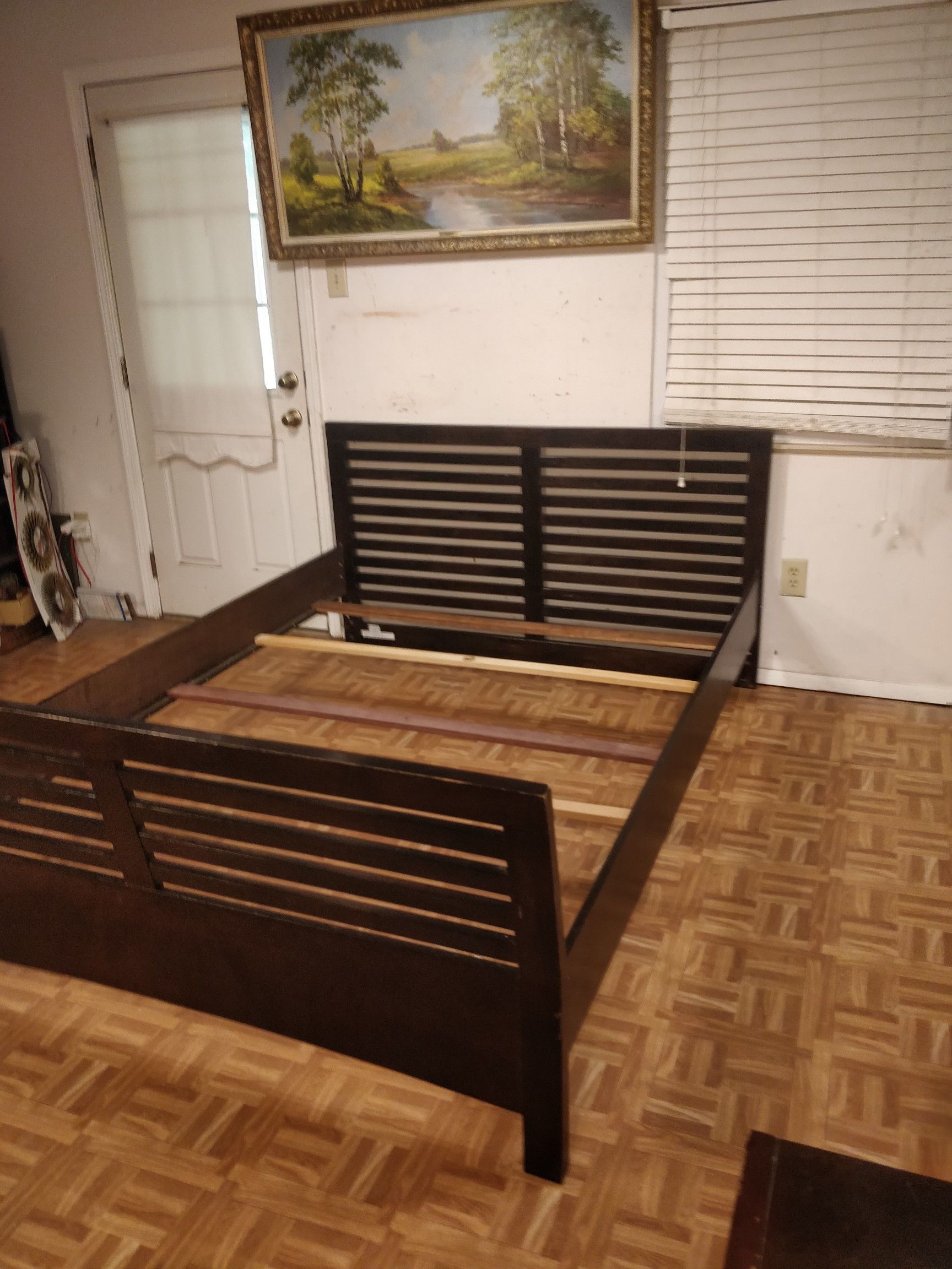 Queen bed frame in good condition, pet free smoke free, driveway pickup.