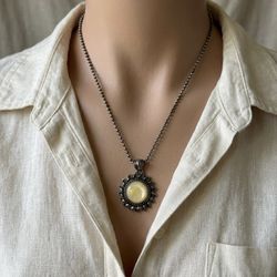 Carolyn Pollack Relios 925 Silver Sun Pendant Yellow MOP Necklace Milor Italy