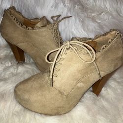 Charlotte Russe Suede Lace Up Heel Boots