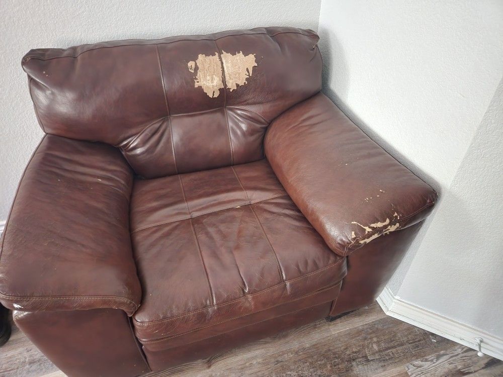 Leather couch, Chair, and ottoman (Used)