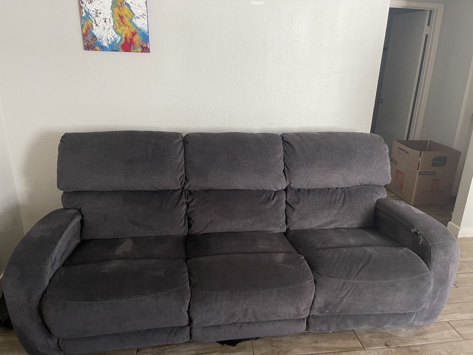 Conns Gray Reclining Sofa