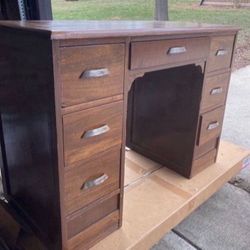 Antique All Wood Vintage Desk 42 X 30 X 20