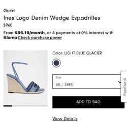 Gucci ines Logo Denim Wedge Espadrilles