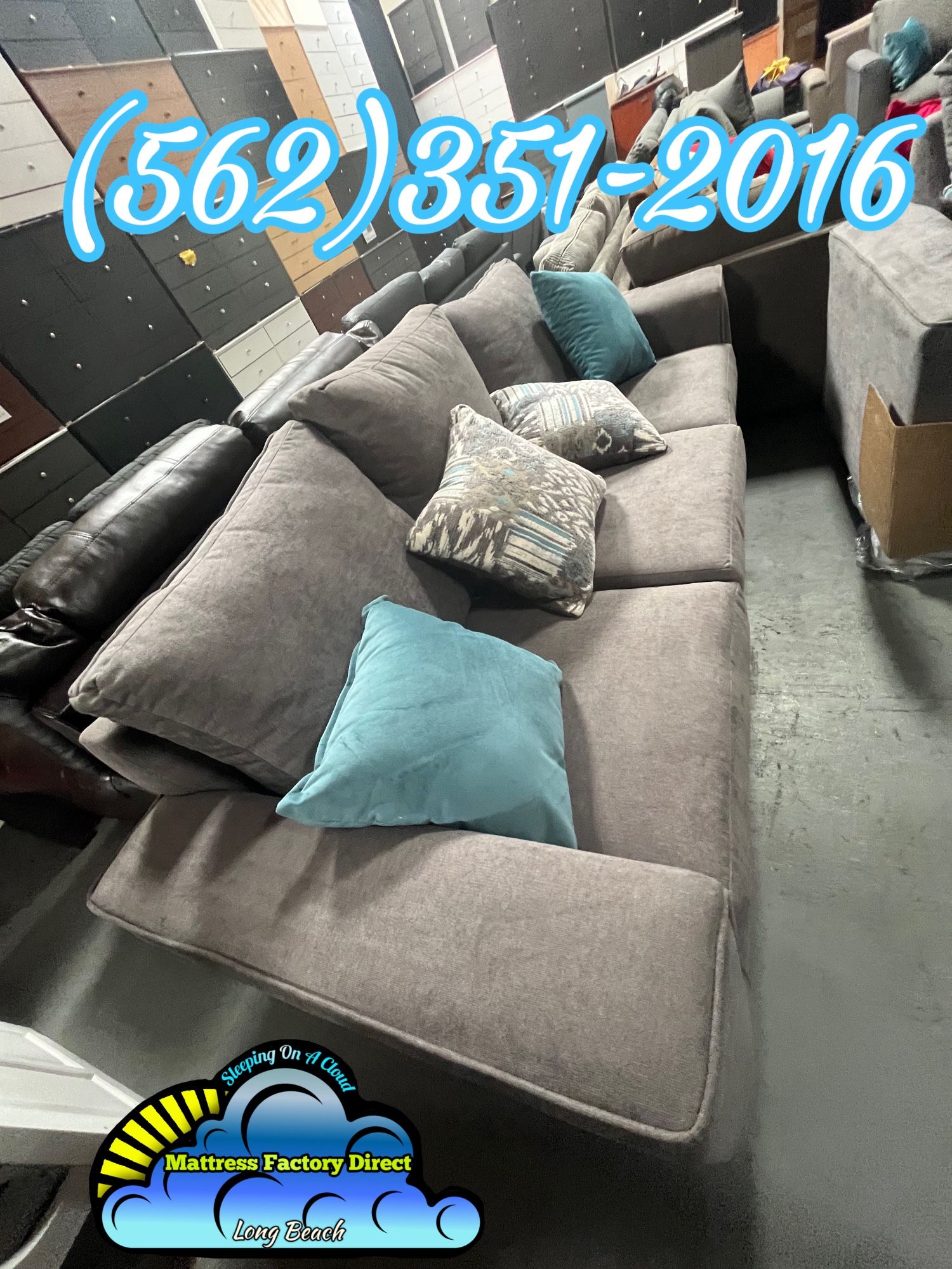 Grey Three Seat Living Room Sofa Couch
