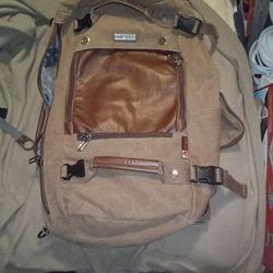 Gorgeous Witzman Leather And Canvas Travel Backpack 