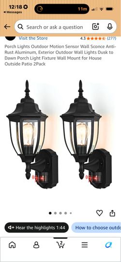 Porch Lights Outdoor Motion Sensor Wall Sconce Anti-