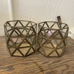 Brass And Glass Candle Holders