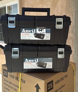 24 in. Black Plastic Tool Box