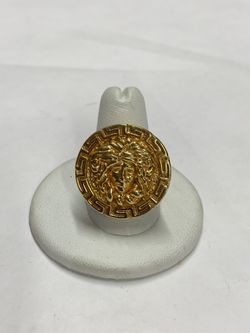 14K Yellow Gold Versace Medusa Ring (Size 10)