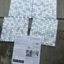Azula 1 in. Hexagon 12 in. x 12 in. x 0.38 in. Polished Marble Mesh-Mounted Mosaic Tile.  5 Pieces 