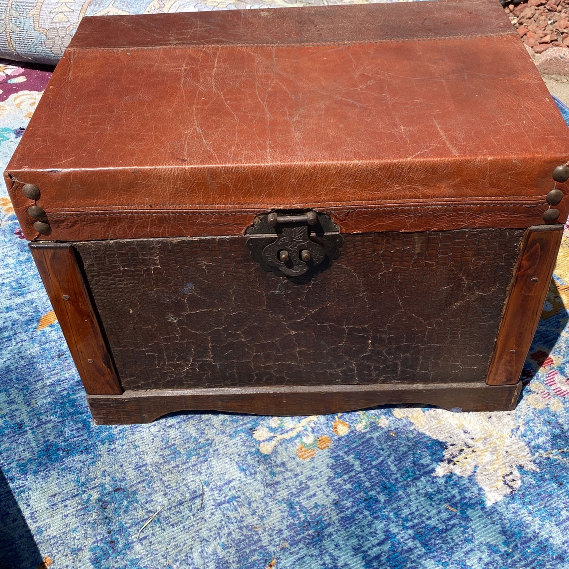 Little Upcycled Side Table In Leather