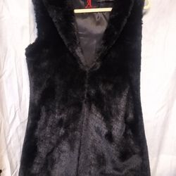 A- Adrienne Landau Original Black Faux Fur Vest