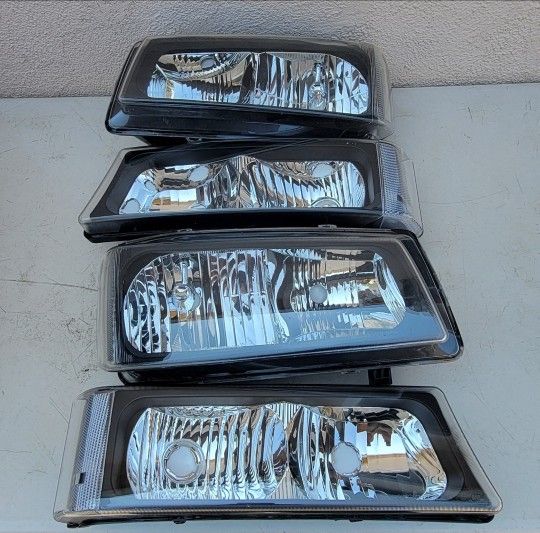 03-06 Chevrolet Silverado Avalanche Headlights Luces Micas Calaveras Faros Faroles Focos Chevy Headlamps 