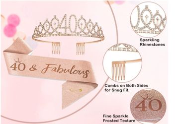Rose Gold Happy 40th Birthday Crown and Sash