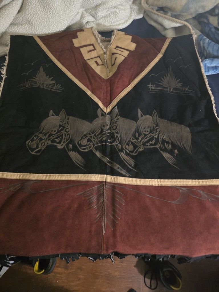 REAL COW LEATHER PONCHO