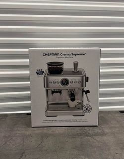 Chefman Crema Supreme Espresso Machine with Conical Burr Grinder & Stem Wand - Stainless Steel