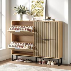 Shoe Cabinet with 4 Flip Drawers