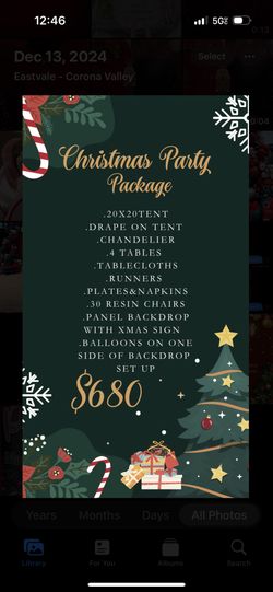 Christmas Party Package Tent With Drape Backdrop 