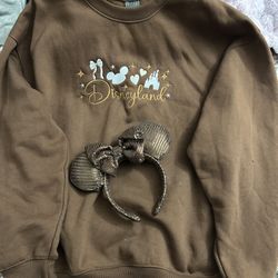 Brown Disneyland Sweatshirt And Custom Disney Ears