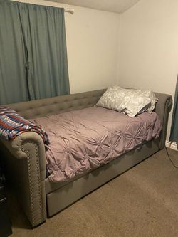 Full bed with frame and trundle for storage or mattress
