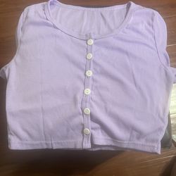 Women’s Unbranded Purple Buttoned Crop Top Size Small