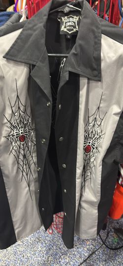 XL super cool Hard Chrome Spider button up shirt