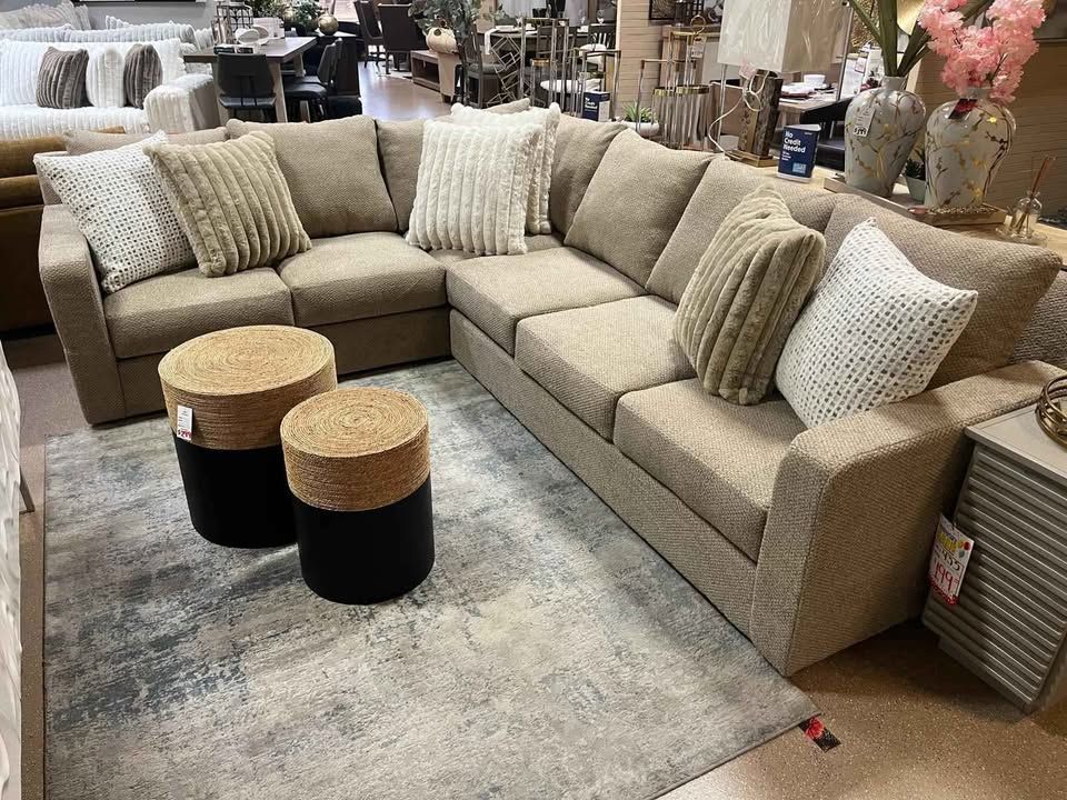 2 pc Custom Made Modern Brown Sectional.