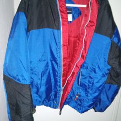 CATALINA BLUE AND BLACK HOODED JACKET  MEN'S SIZE MEDIUM 