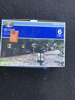 Hampton Bay Solar Black Outdoor Integrated LED Lantern Landscape Path Light with Hammered Water Glass Lens (6-Pack)