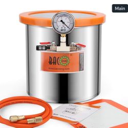 BACOENG 3 Gallon Tempered Glass Lid Vacuum Chamber, Stainless Steel