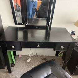 Vanity with mirror an optional chair