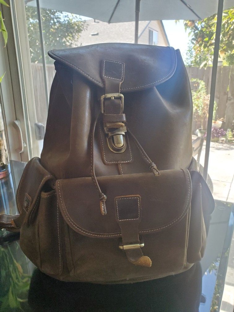 Real Leather Backpack 17x15x7