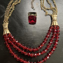 Victorian Ruby Ring And Necklace 