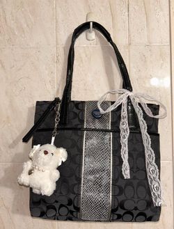 black coach canvas tote handbag