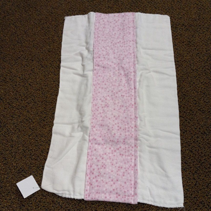 Pink And White Flowered Handmade Burp Cloth
