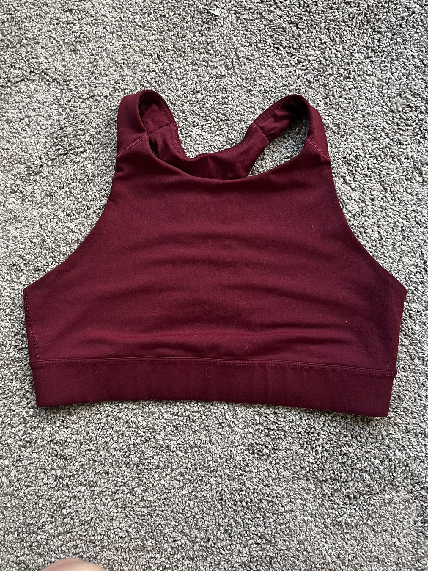 Burgundy racerback sports bra/crop top