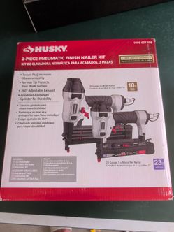 Brand New Husky Pneumatic Finish Nailer Combo Kit (18GA 2" Brad Nailer + 23GA 1" Micro Pin Nailer)