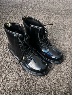 Kids Black Rainbow Dr Martens