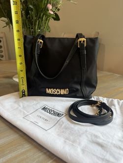 Moschino Couture Black Nylon Tote Crossbody Bag