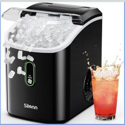 Silonn Nugget Ice Maker Countertop, Pellet Ice Machine with Self-Cleaning Function, Sonic Ice Maker Produces 33lbs of Chewable Ice in 24 Hours@A7-445