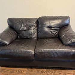 Brown Leather Love Seat Sofa