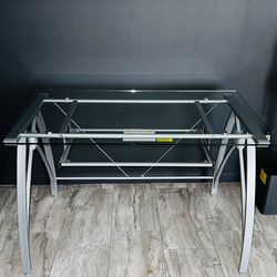 Realspace® Vista 48"W Glass Computer Desk, Silver “OFFICE DEPOT”