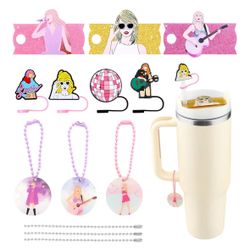 10 Pcs Stanley Cup Accessories Set, 4 Pcs Stanley Straw Covers1 0mm+3 Pcs Stanley Name Plate Lids for 40 oz +3 Pcs Stanley Charms for Handle Stanley T