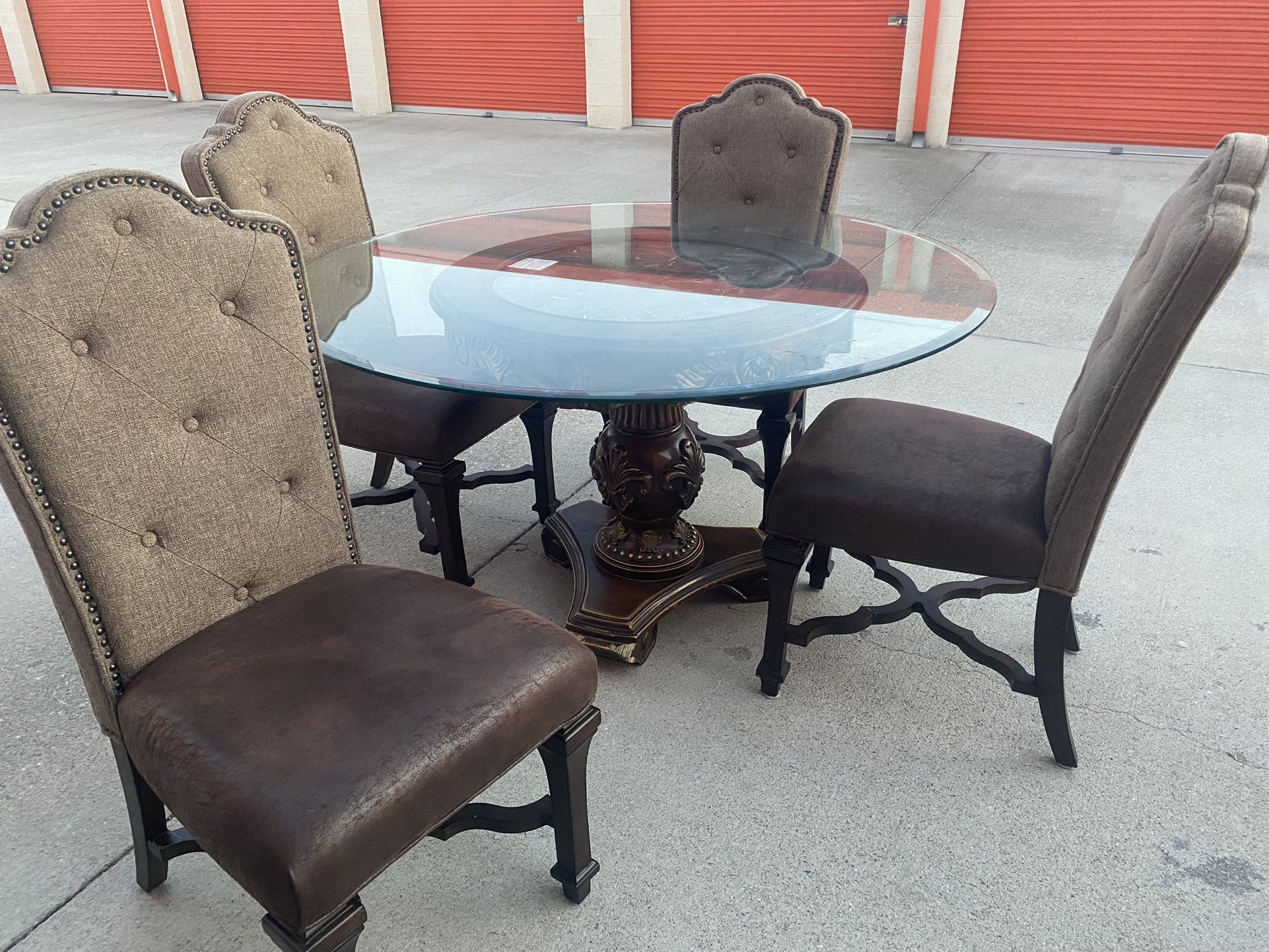 Glass Dining Room Table And Four Chairs