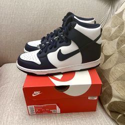 Nike Dunk High Hi White Navy Blue New Size 7y GS