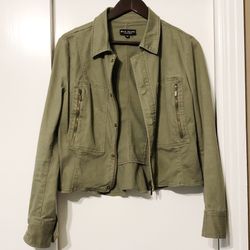 Max Jeans Olive Army Green Structured Utility Jacket Medium