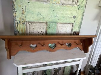 Like New Wooden Cottagecore Farmhouse style decor shelf rack hat coat hooks