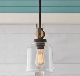 7 in. 1-Light Black Bronze Vintage Brass Accents Industrial Mini Pendant Light for Kitchen