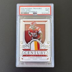 Panini 2025 National Treasures Century Materials Chris Jones /99 Chiefs NFL PSA 9